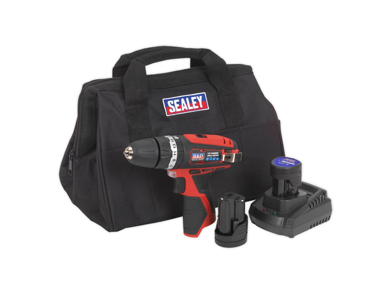 Sealey Compact Hammer Drill Driver Kit 10mm 12V Li-Ion - 2 Batteries CP1201KIT