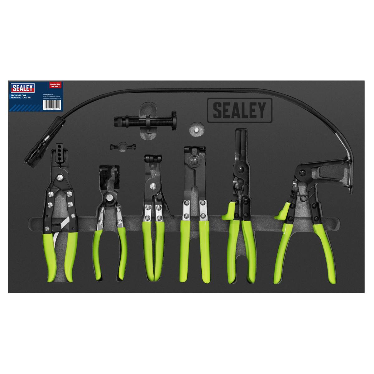 Sealey 7pc Hose Clip Removal Tool Set With Ratchet Locking Mechanism VS2662