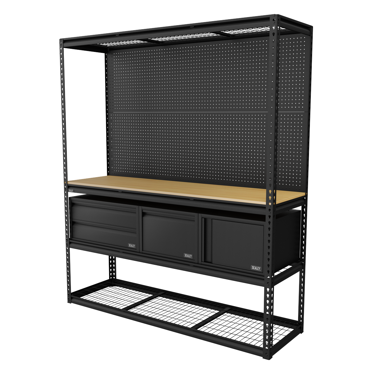 Sealey Heavy-Duty Modular Workbench Racking Kit With 3 Storage Units APMWBCOMBO1