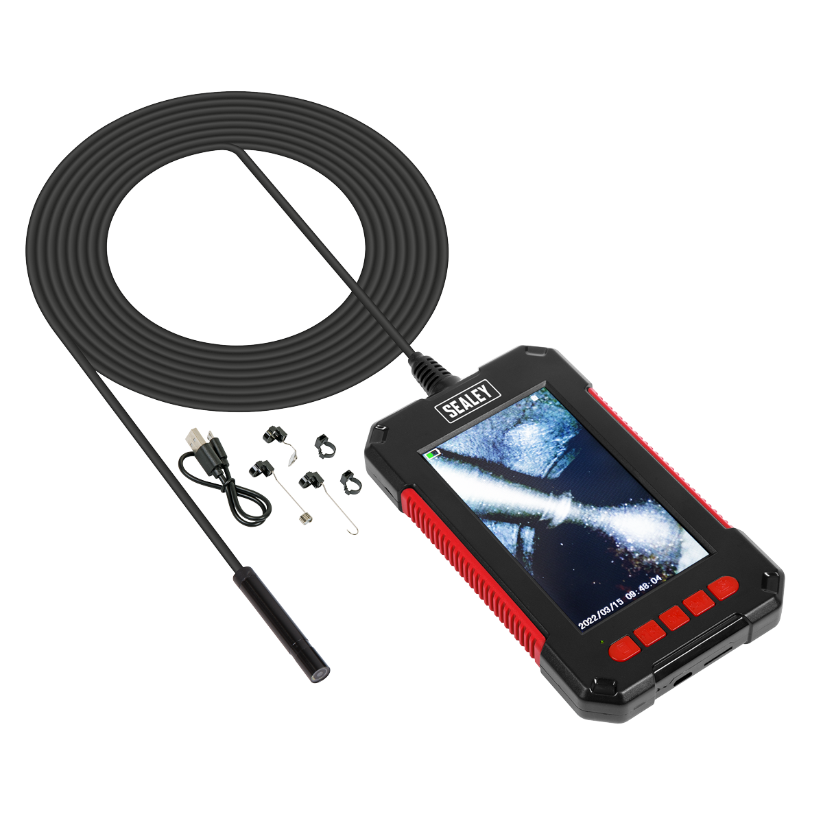 Sealey Tablet Video Borescope Ø8mm 2m LCD Inspection Endoscope Camera VS8116
