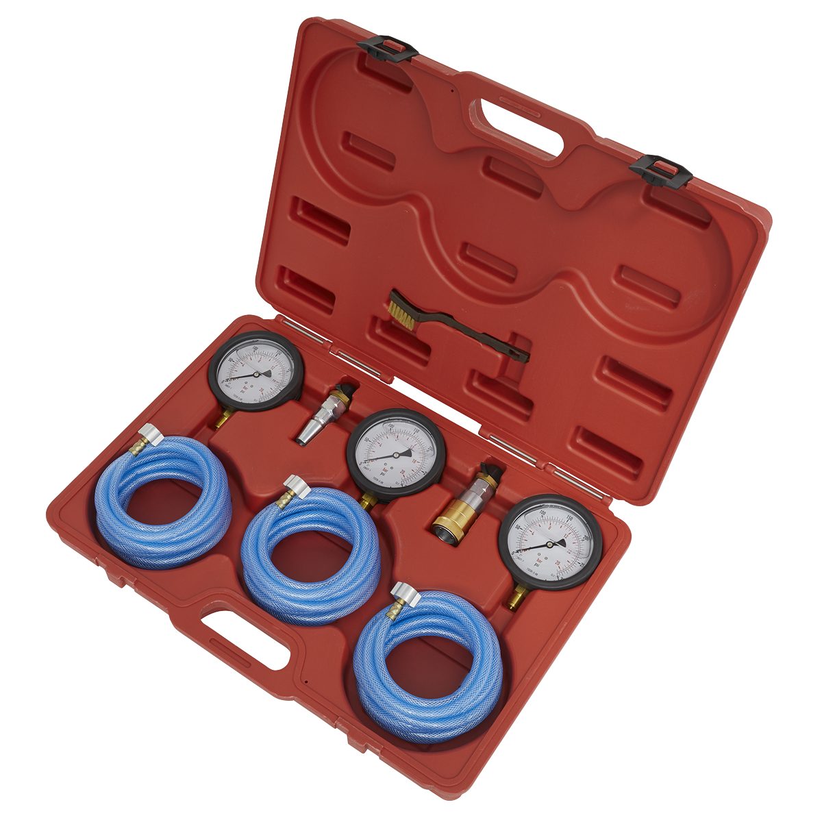 Sealey HGV Air Brake Test Gauge Set With Rubber Bumper 0-20 Bar 3 Pieces VS932