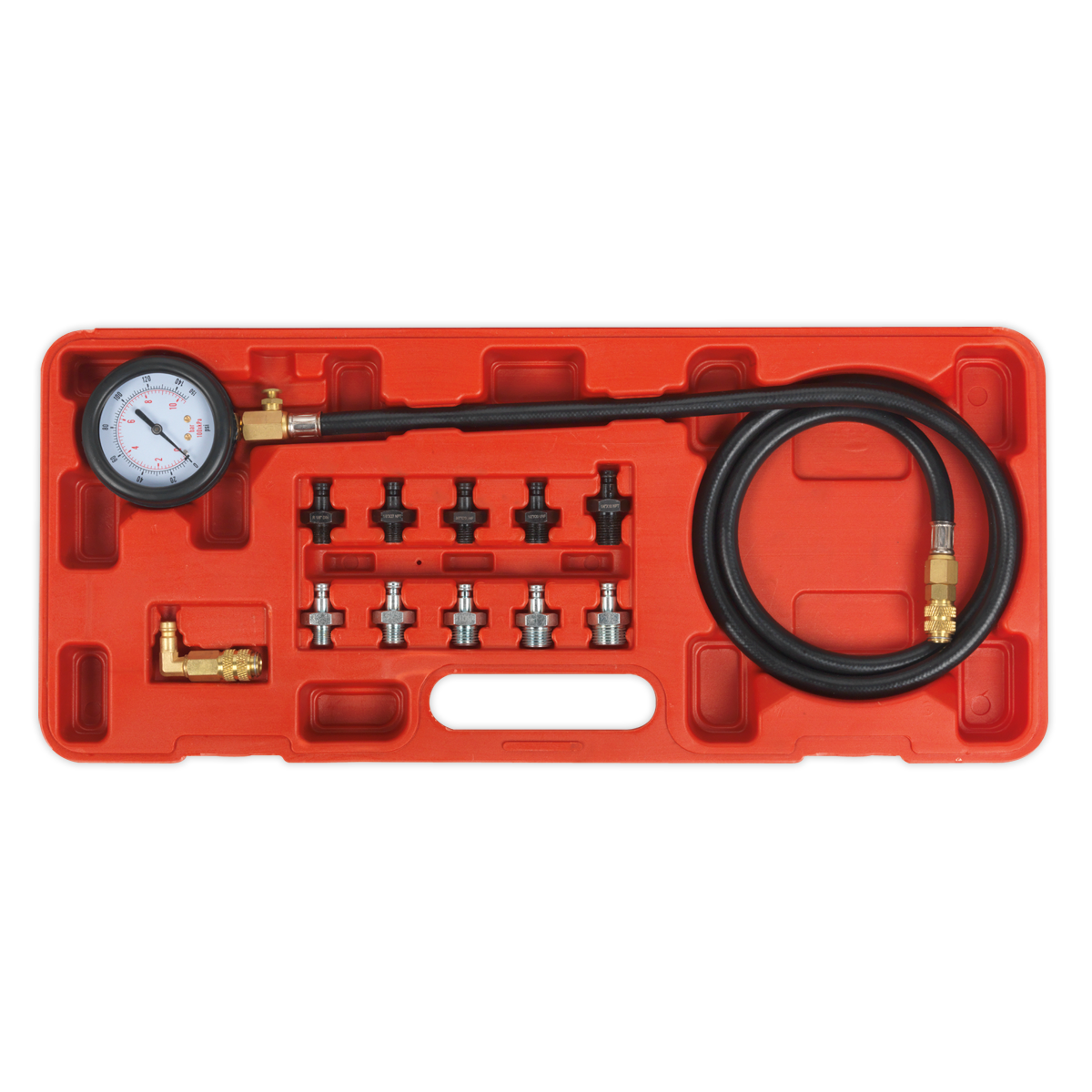 Sealey Oil Pressure Test Kit Fitted With Heavy Duty Cover 12 Pieces VSE203