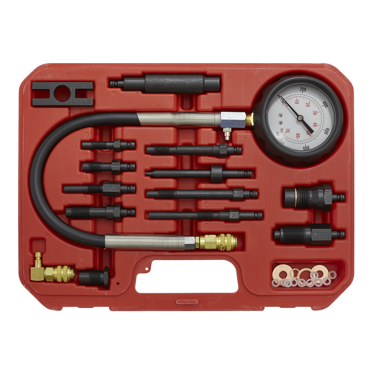 Sealey Diesel Engine Compression Test Kit Ø60mm Gauge With Rubber Bumper VSE204