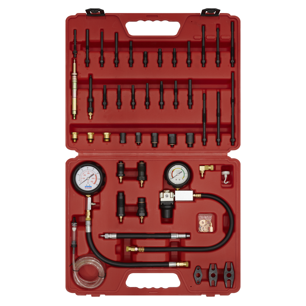 Sealey Diesel & Petrol Compression Leakage & TDC Kit With 600PSI Gauge VSE3156