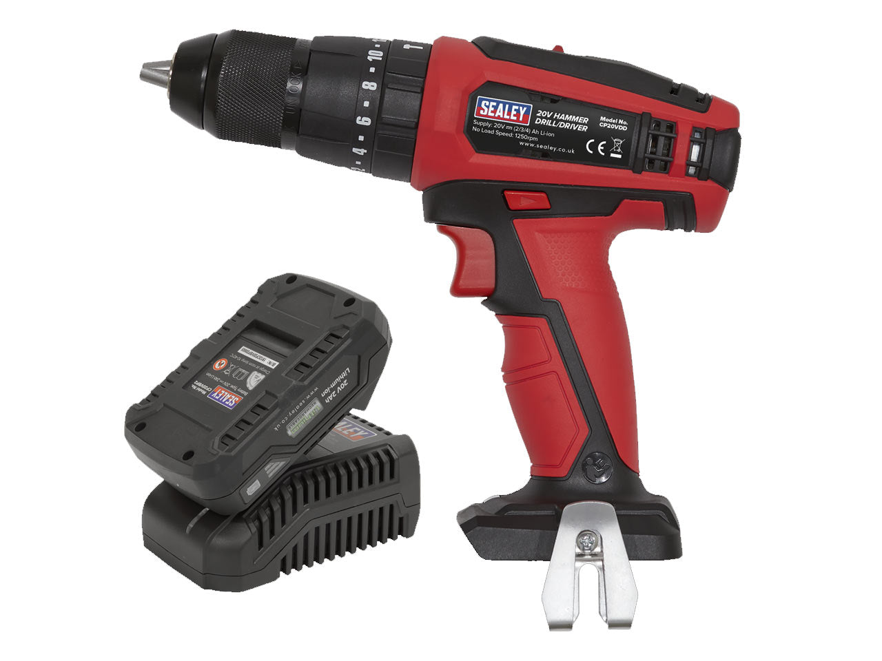 Sealey 20V 2Ah SV20 Series Ø13mm Lightweight Combi Drill/Driver Kit CP20VDDKIT1