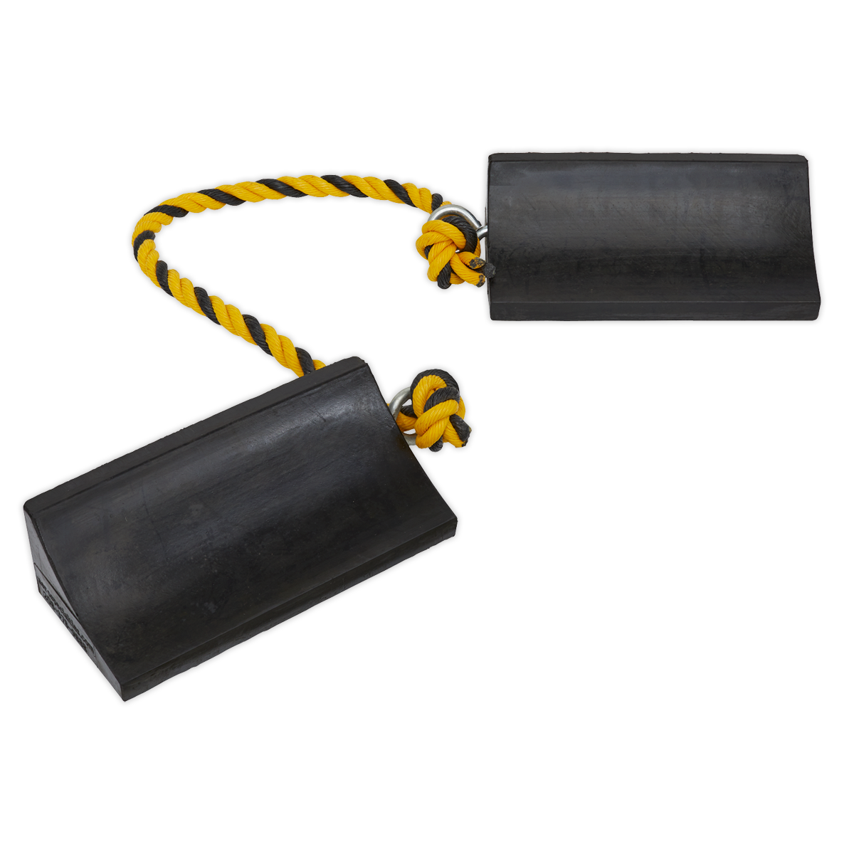 Sealey Rubber Wheel Chocks With 550mm Sturdy Rope Heavy Duty Pair Black WC16
