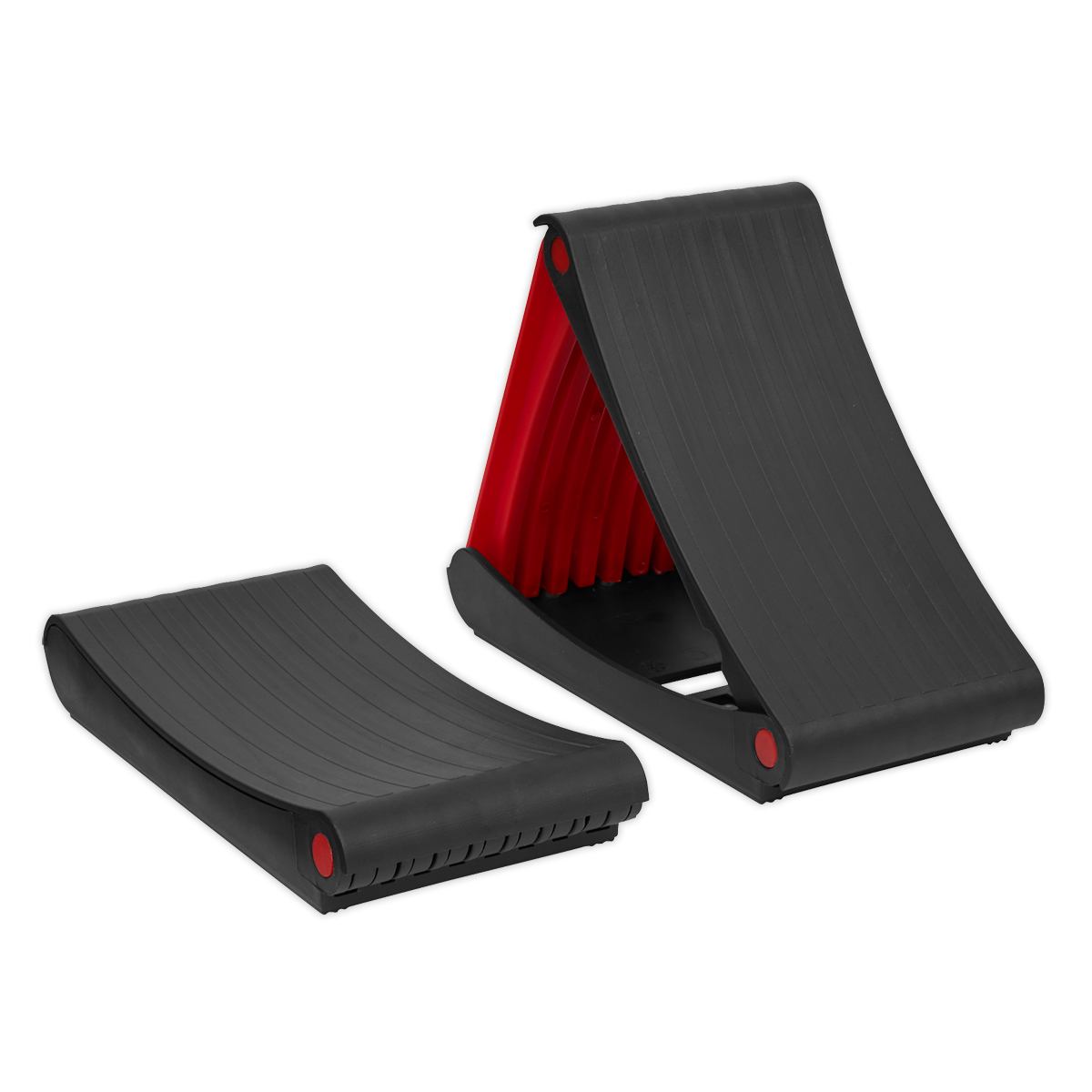 Sealey Wheel Chocks Compact Automotive Folding Brake x2 Flat Surface Only WCF01