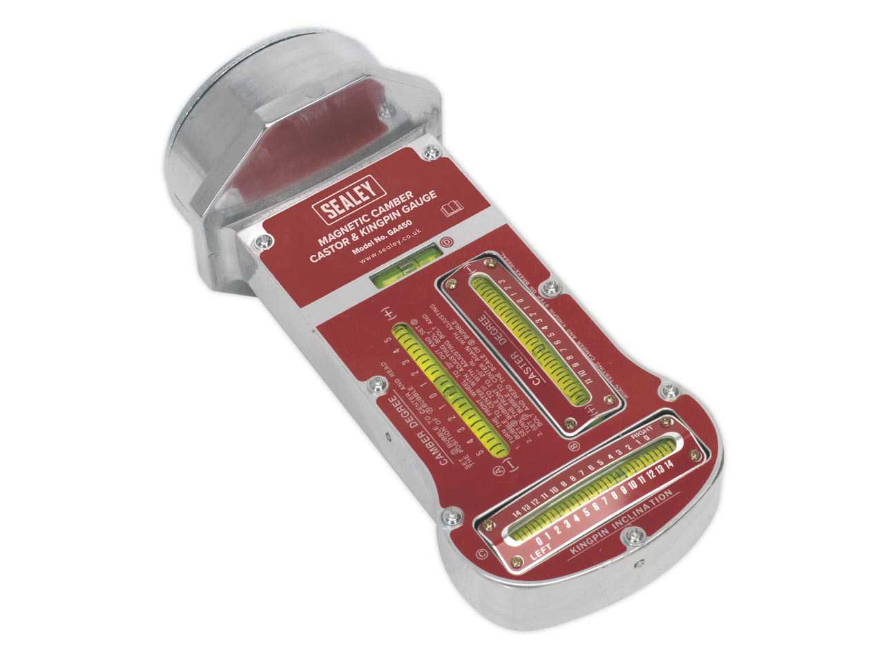 Sealey Magnetic Camber Castor & King Pin Gauge Ø85mm In Storage Case GA450