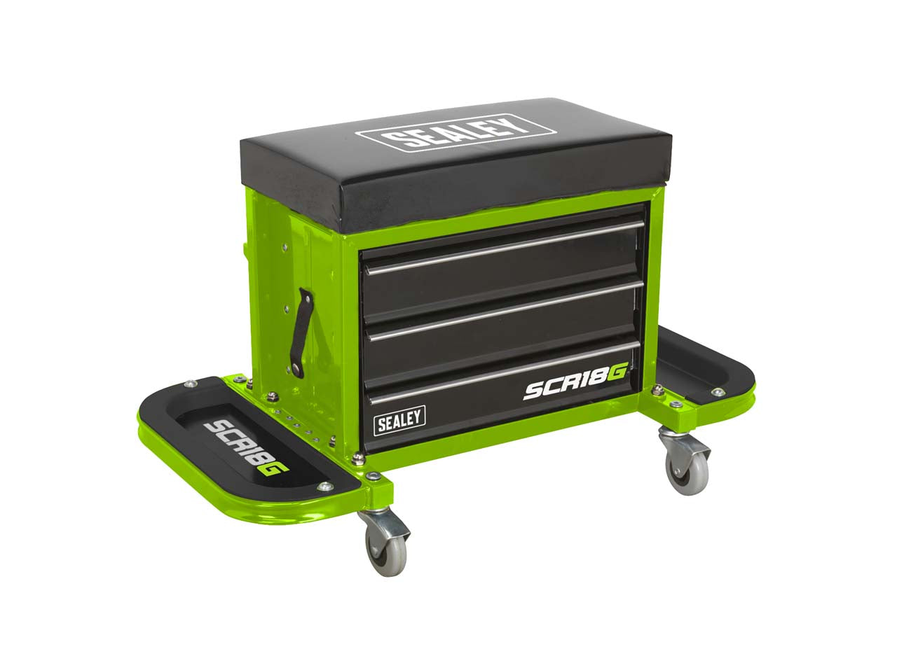 Sealey Mechanics Utility Seat & Tool Box Storage Organiser - Hi-Vis Green SCR18G