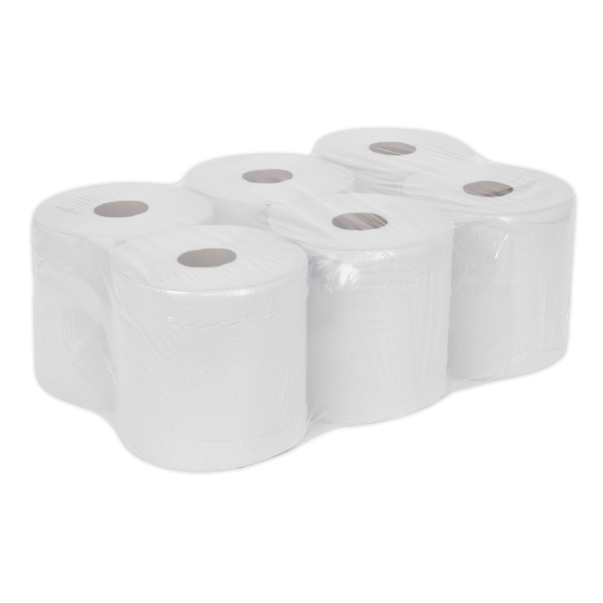 Sealey Paper Roll White 2-Ply Embossed Perforated 150m Pack of 6 Pieces WHT150