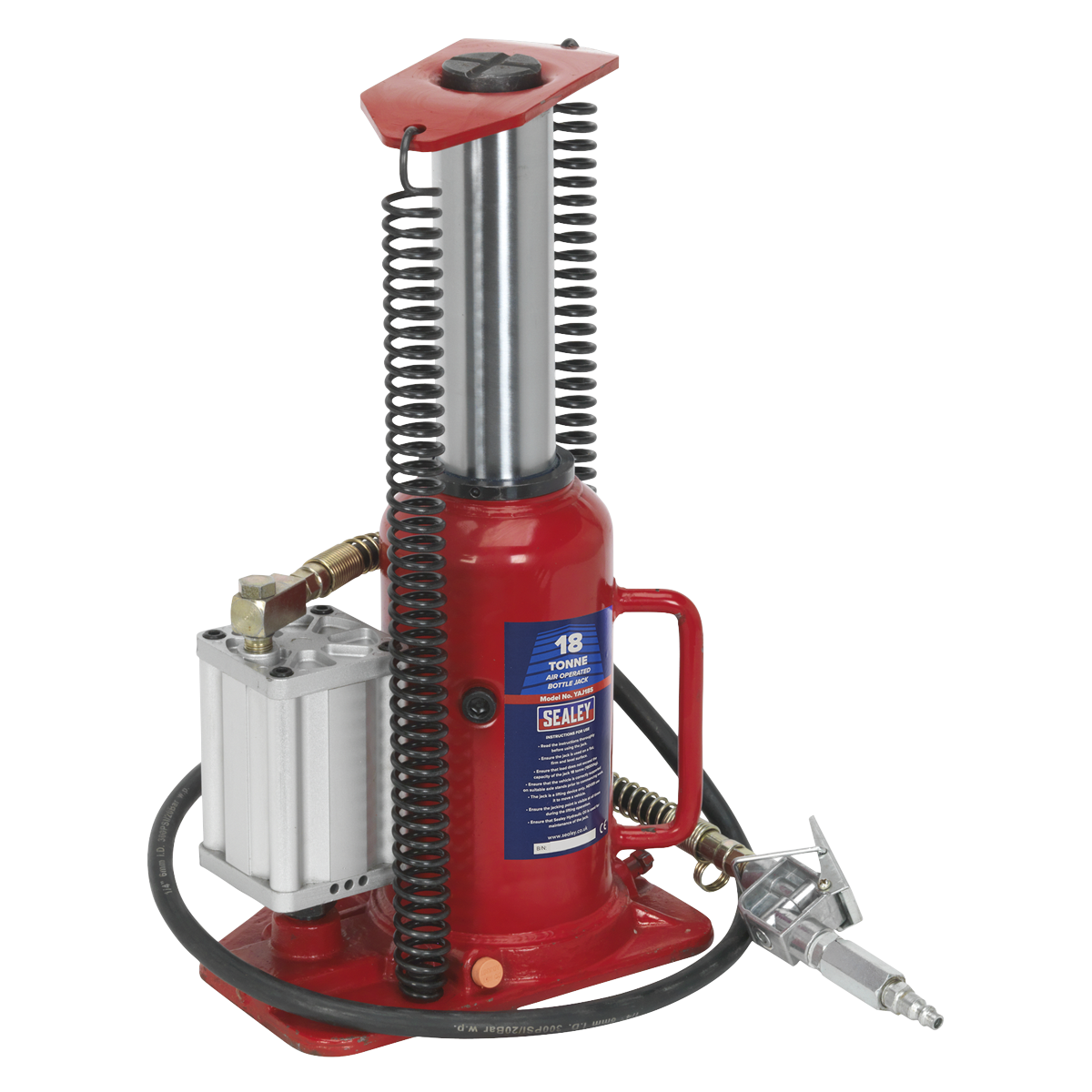 Sealey Air Operated Bottle Jack Lift With Sectional Pump Handle 18 Tonne YAJ18S