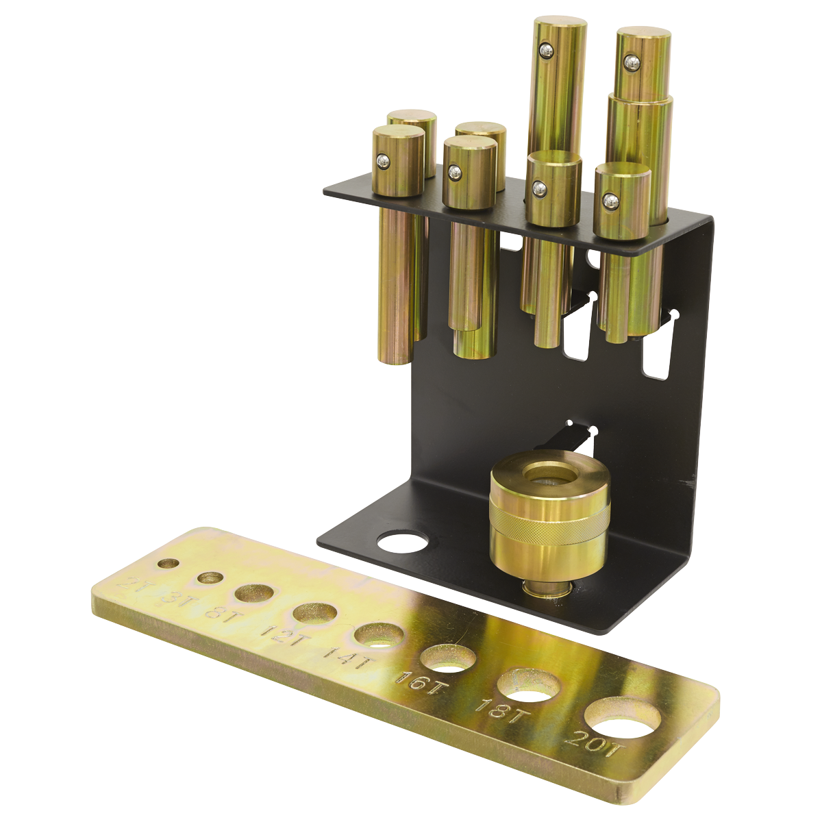 Sealey Press Pin Set In Mountable Bracket With Fixing Points 8 Pieces YKPP8