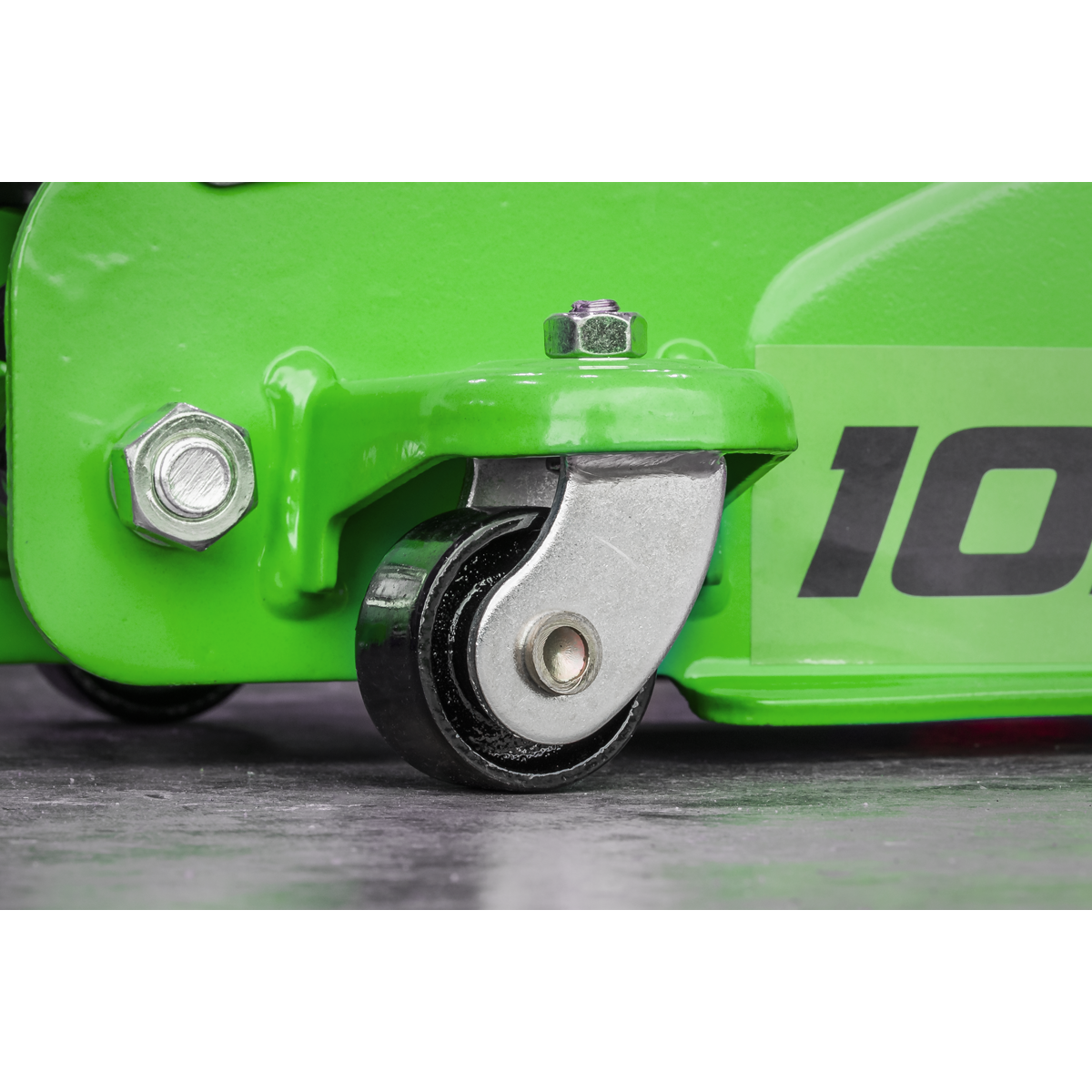 Sealey 2 Tonne Trolley Jack Low Entry Short Chassis Hi-Vis Green 1020LEHV