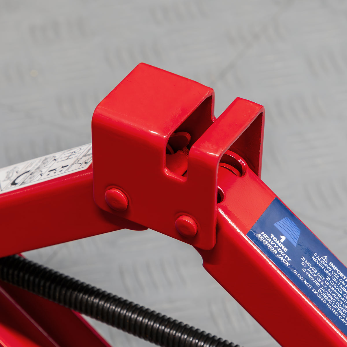 Sealey 1 Tonne Heavy Duty Scissor Jack With Fine Rolled Thread - Red 57M