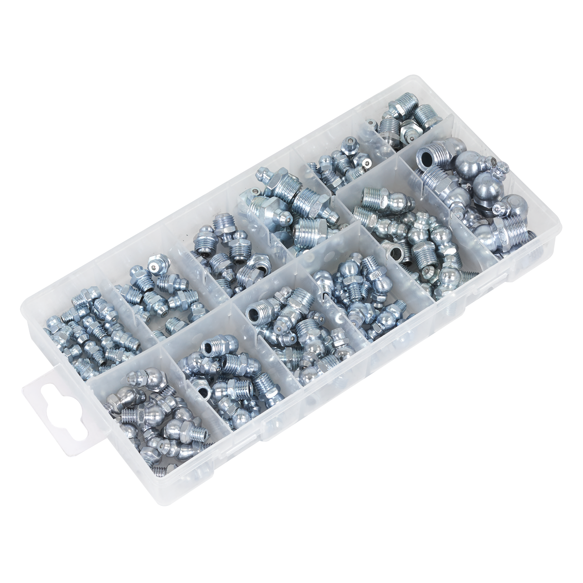 Sealey Grease Nipple Assortment Metric BSP & UNF 130 Piece Silver AB009GN