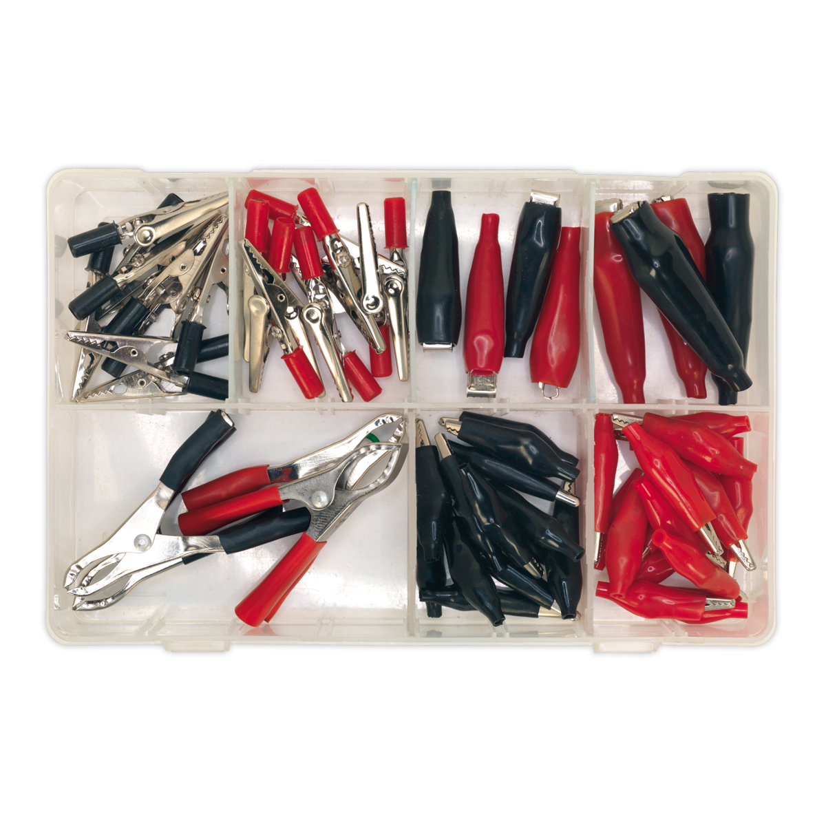 Sealey Crocodile Clip Assortment 60 Pieces Electric Connectors Red/Black AB023CA