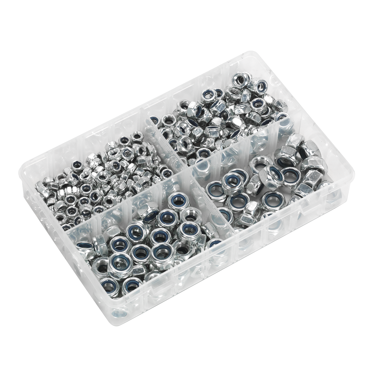 Sealey Nylon Lock Nut Assortment 300 Pieces M6-M12 DIN 982 Metric AB032LN