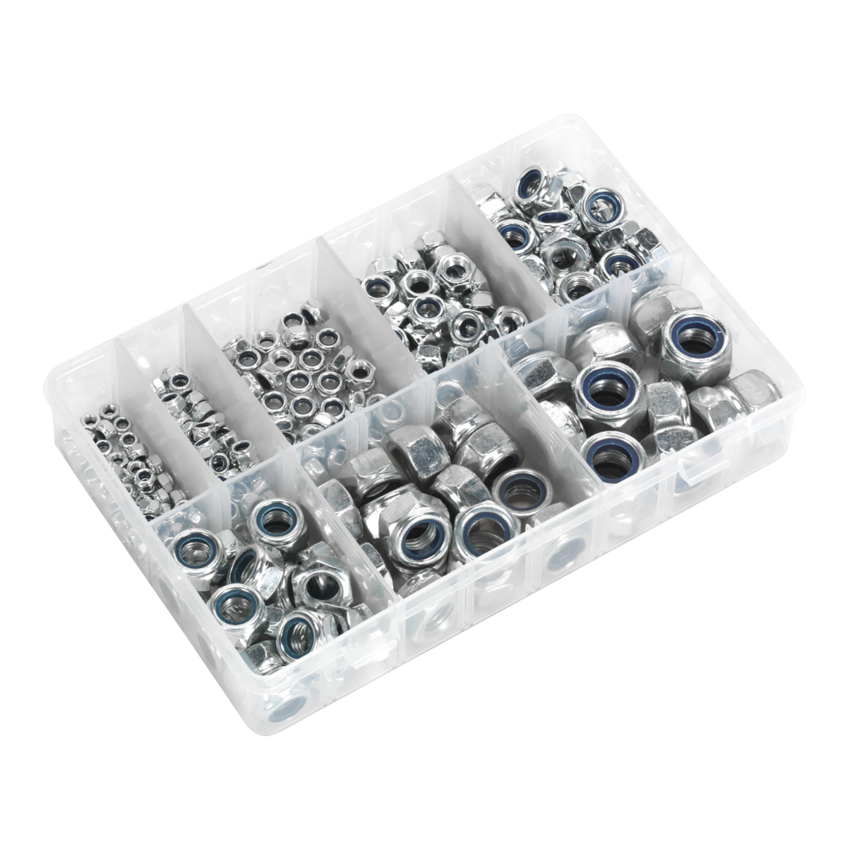 Sealey Nylon Lock Nut Assortment 255 Pieces M4-M16 DIN 985 Metric AB033LN