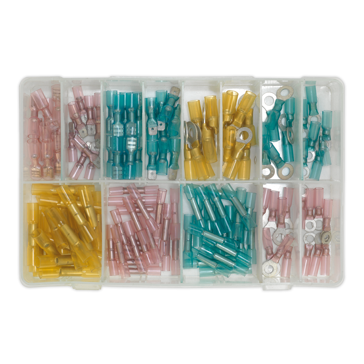 Sealey Adhesive Lined Heat Shrink Terminal Ring Butt Male Female 142PK AB037HT