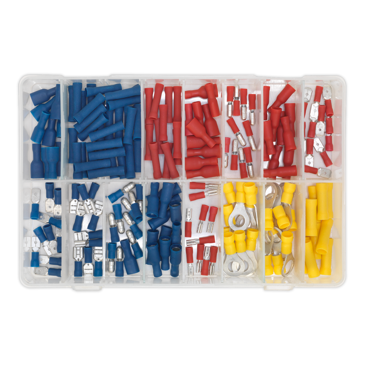 Sealey Crimp Terminal Assortment Electrical Blue Red & Yellow 200 Pieces AB038MT