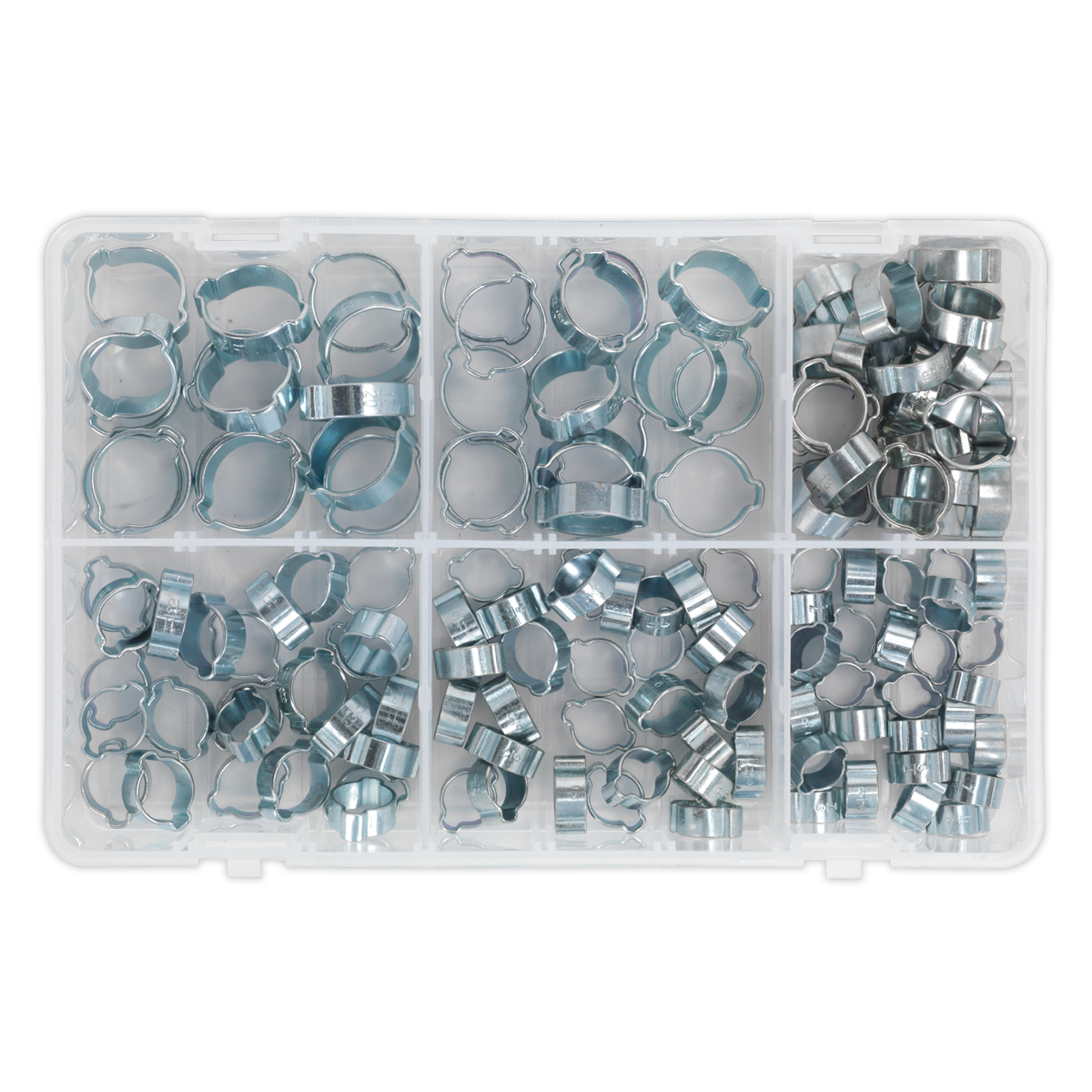 Sealey O-Clip Double Ear Assortment With Partitioned Box 140 Pieces AB044DE