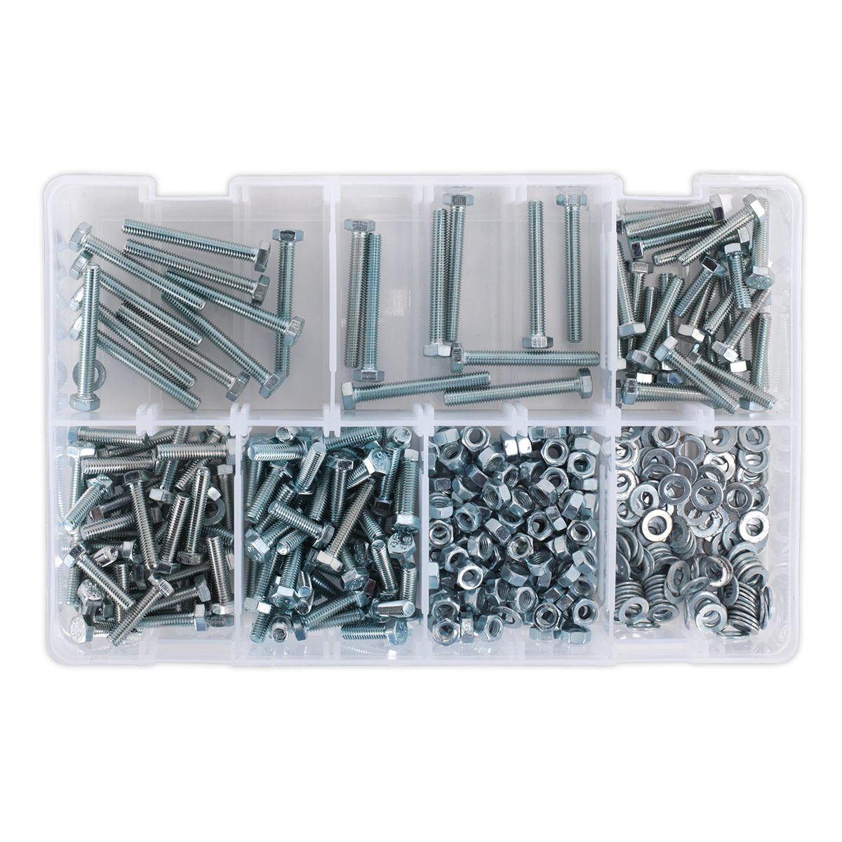 Sealey Setscrew Nut Washer Assortment 444 Pieces High Tensile M5 Metric AB049SNW