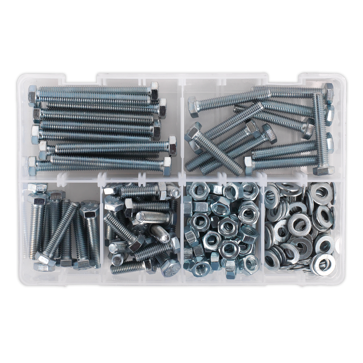 Sealey Set Screw Nut & Washer Assortment 220 Pcs High Tensile M8 Metric AB051SNW