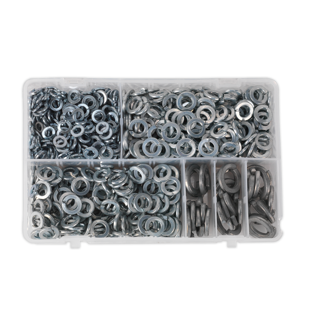Sealey Spring Washer Assortment 1010 Pieces M6-M16 Metric Zinc DIN 127B AB058SW