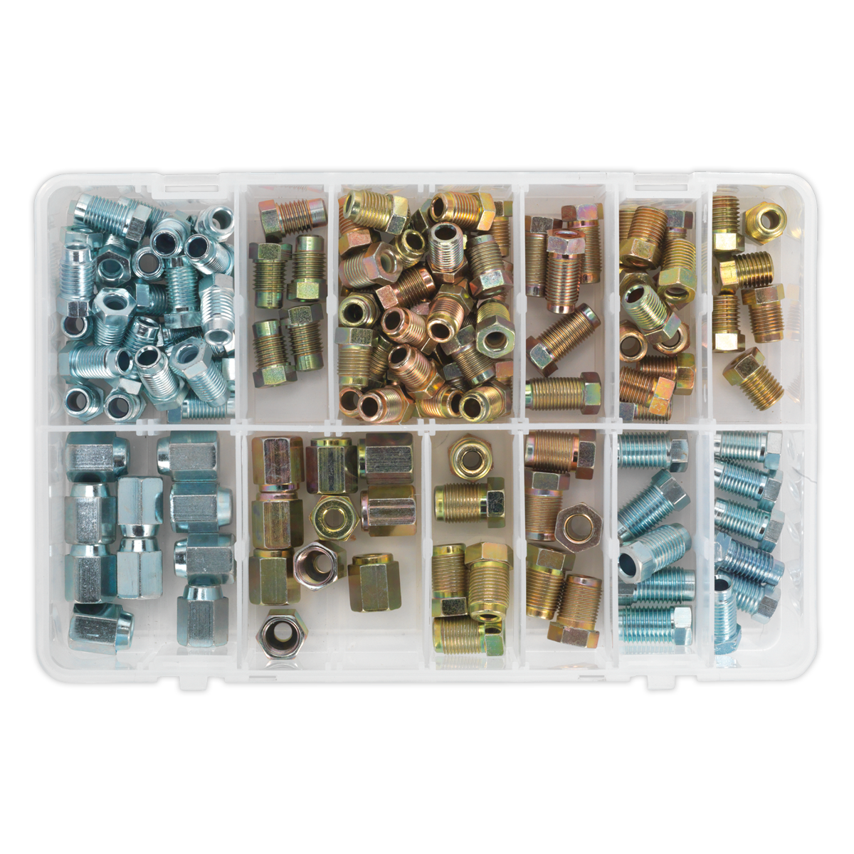 Sealey Brake Pipe Fitting Nut Assortment 200 Pieces Metric & Imperial AB068BPN
