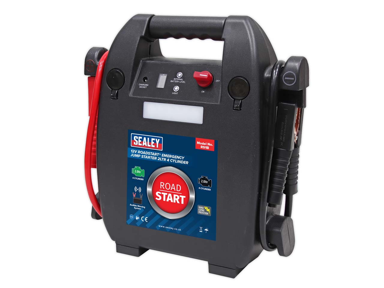 Sealey 12V RoadStart Emergency Jump Starter 4 Cylinder 5V 2.4A USB Output RS1B