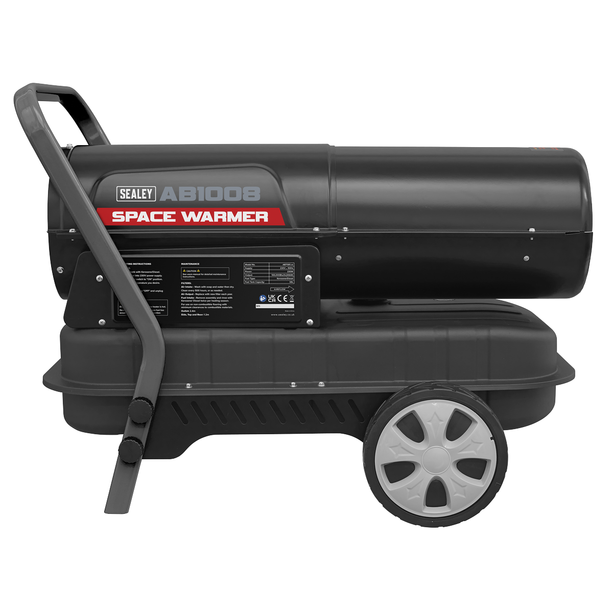 Sealey Space Warmer Kerosene/Diesel Heater With Wheels 100.000BTU/HR AB1008