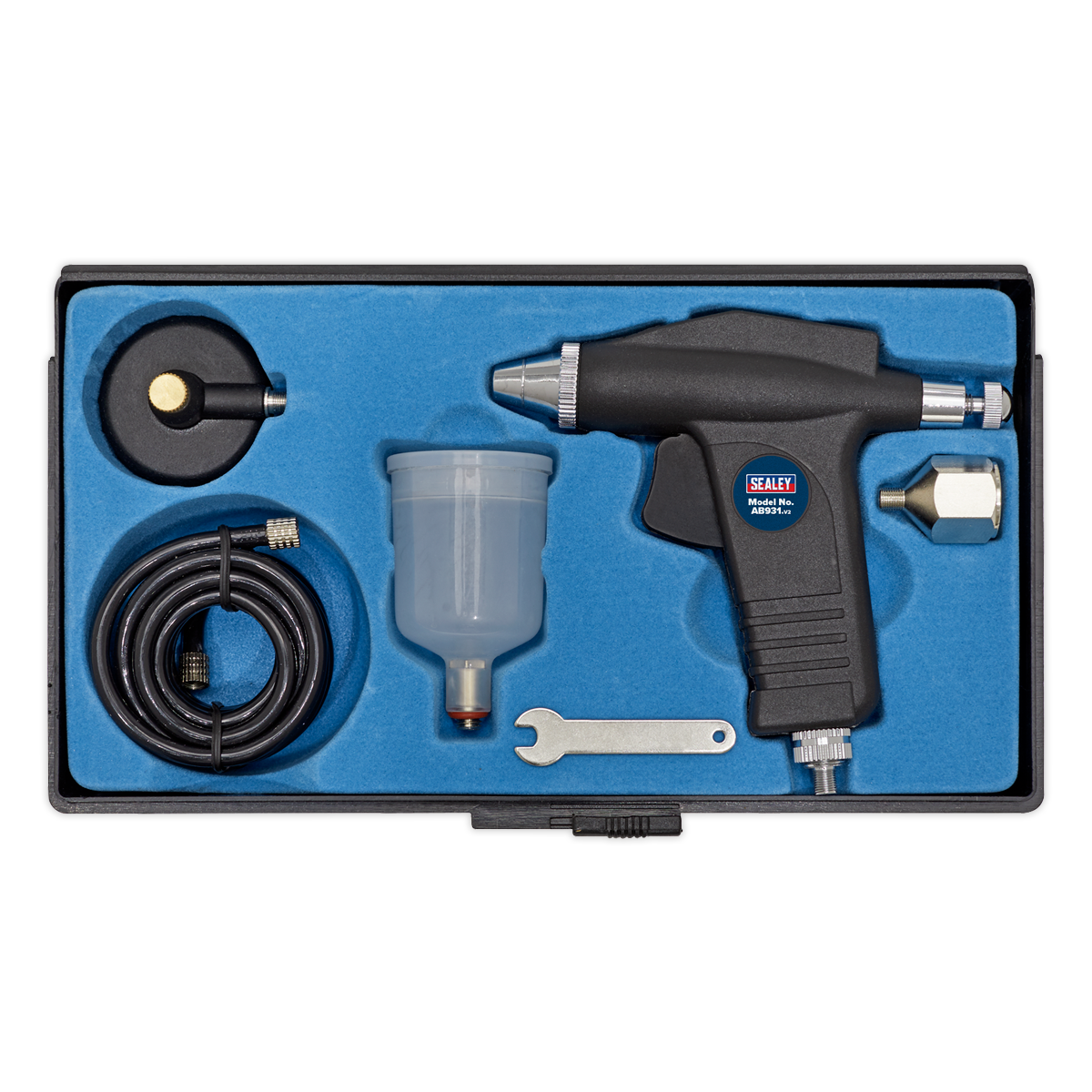 Sealey Air Brush Kit With 1.5m Small-Bore Hose & 1/4" Reduction Nipple AB931