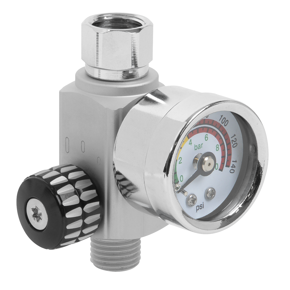 Sealey On-Gun Pressure Regulator/Gauge Max Pressure/Flow 140psi/18cfm 90psi AR01