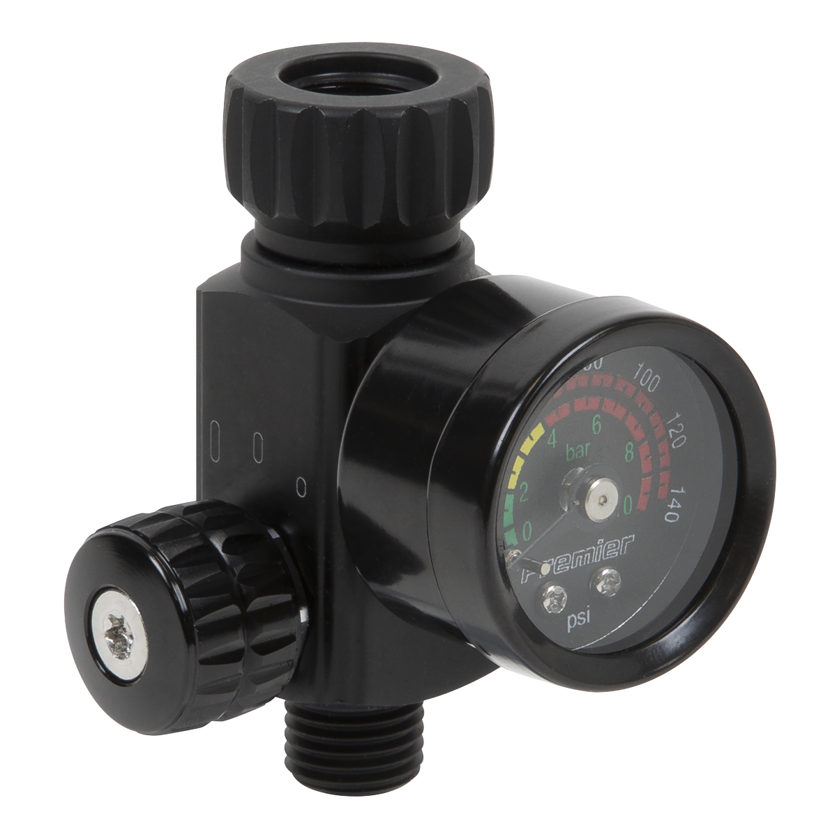 Premier On-Gun Air Pressure Regulator Gauge With Glass Lens High Pressure & Flow
