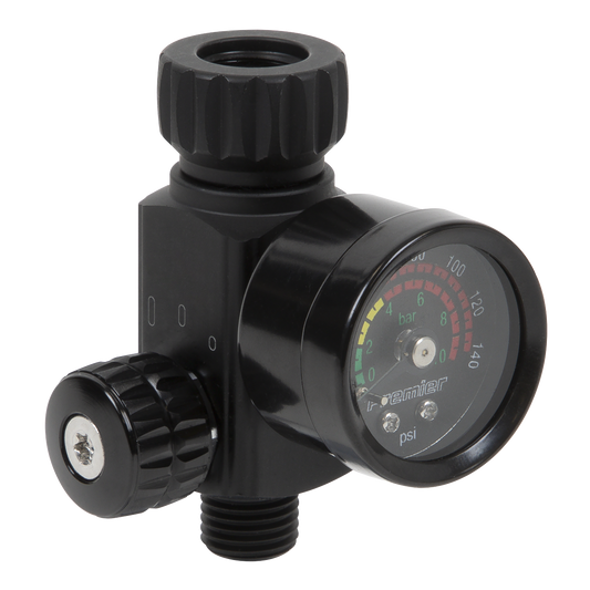 Premier On-Gun Air Pressure Regulator Gauge With Glass Lens High Pressure & Flow
