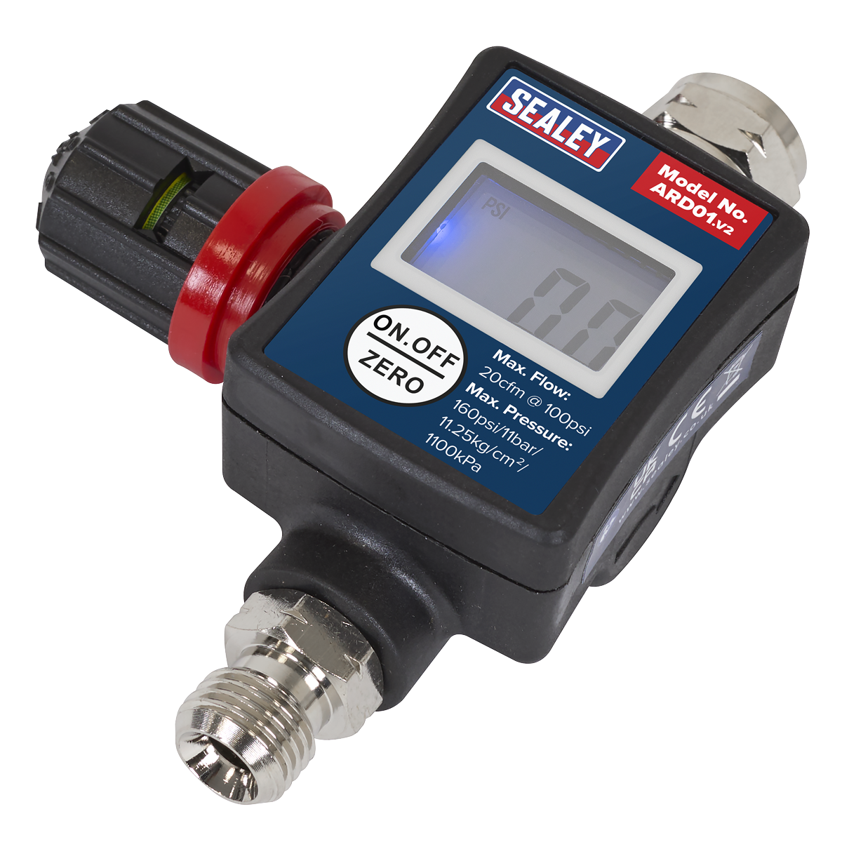 Sealey On-Gun Air Pressure Regulator/Gauge With LCD Digital Display ARD01