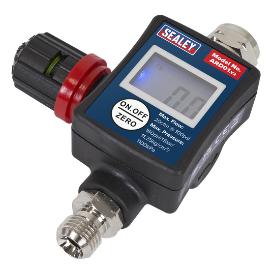 Sealey On-Gun Air Pressure Regulator/Gauge With LCD Digital Display ARD01