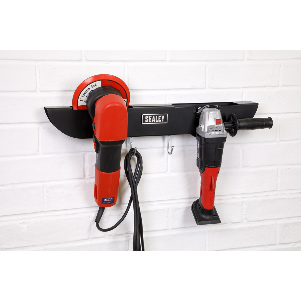 Sealey Angle Grinder Storage Rack 2 Bay Wall Mounting 150mm 180mm Diameter AGSR2
