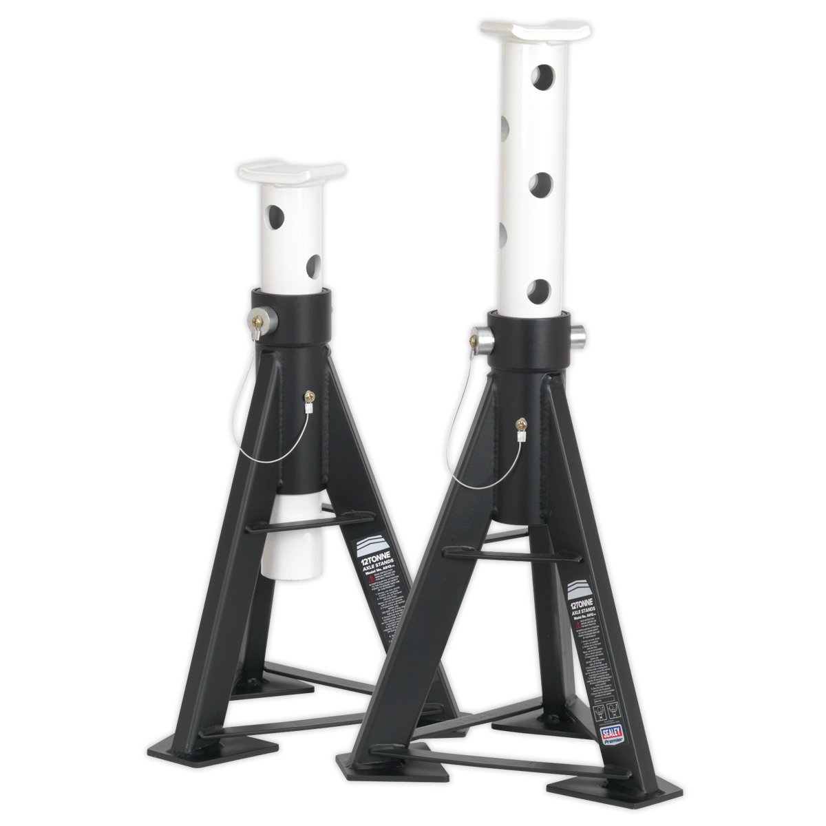 Sealey 2x Heavy Duty Axle Stands 12 Tonne Capacity/Stand 24 Tonne/Pair AS12