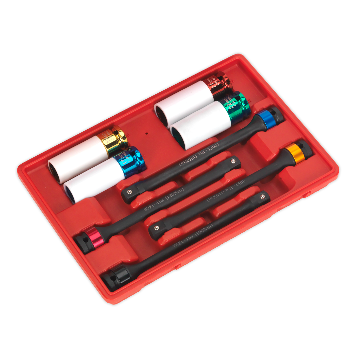 Sealey 8pc 1/2" Square Drive Torque Stick & Alloy Wheel Impact Socket Set AK2243