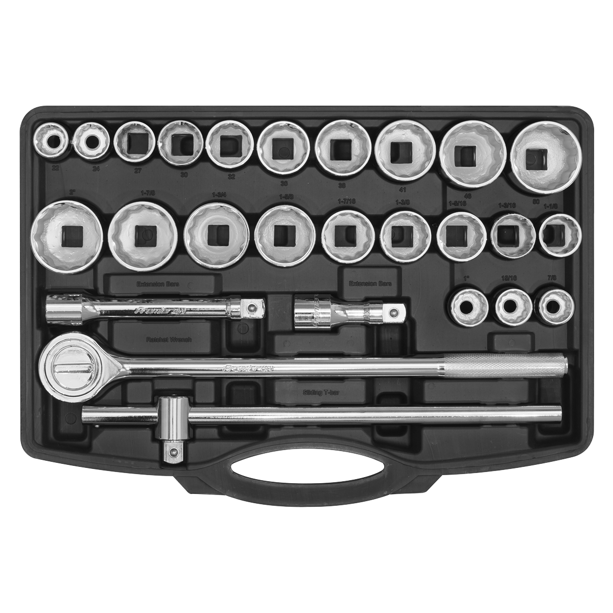 Sealey Socket Set 26 Pcs 3/4" Square Drive 12-Point WallDrive - DuoMetric AK2582