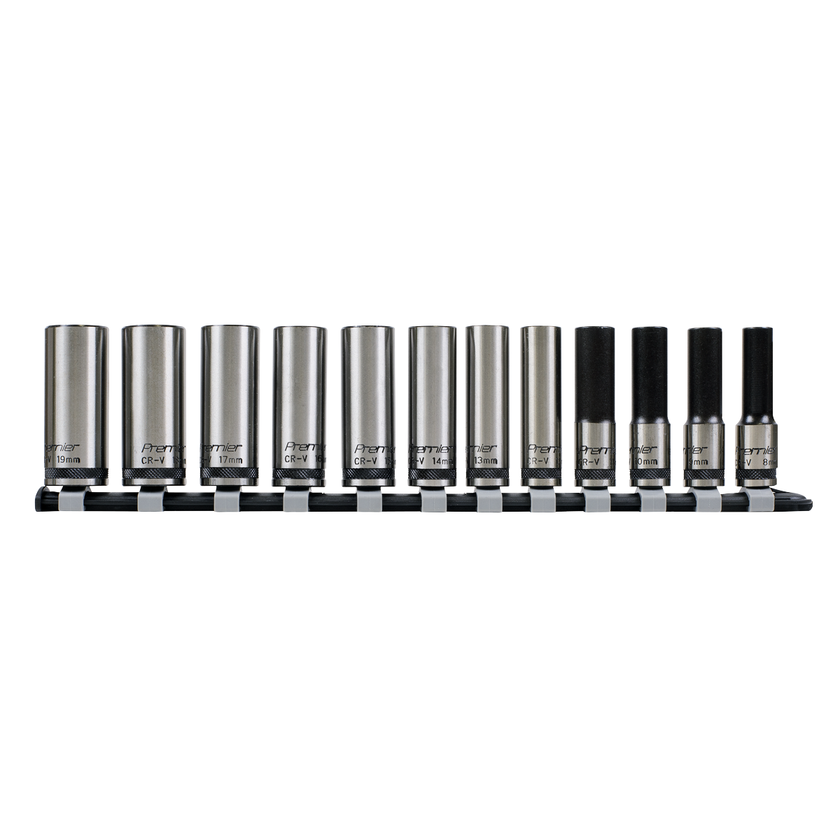 Sealey Socket Set 12 Pieces 3/8" Square Drive Deep Lock-On Metric AK2744B