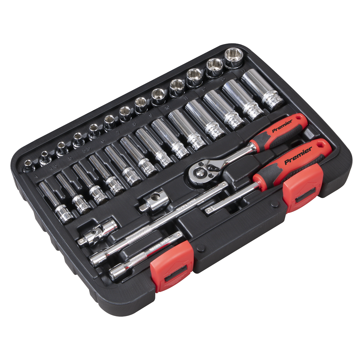 Sealey Socket Set 32 Pieces 1/4" Square Drive Lock-On 6 Point Metric AK27480