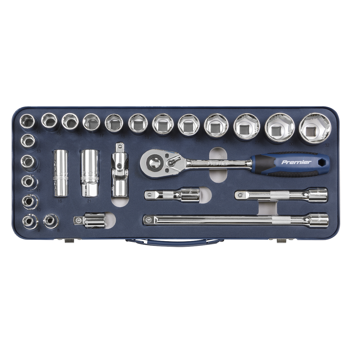 Sealey Socket Set 26 Pieces 1/2" Square Drive Lock-On 6 Point Metric AK27482