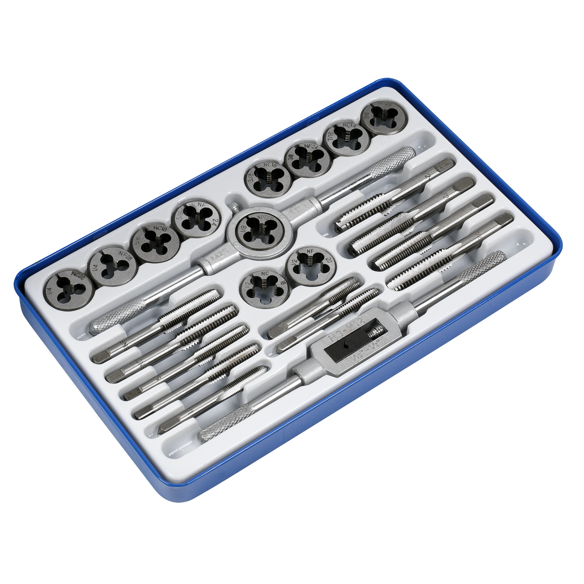 Sealey Tap & Split Die Set Imperial 24 Pieces Carbon Steel Coarse Fine AK3024IMP