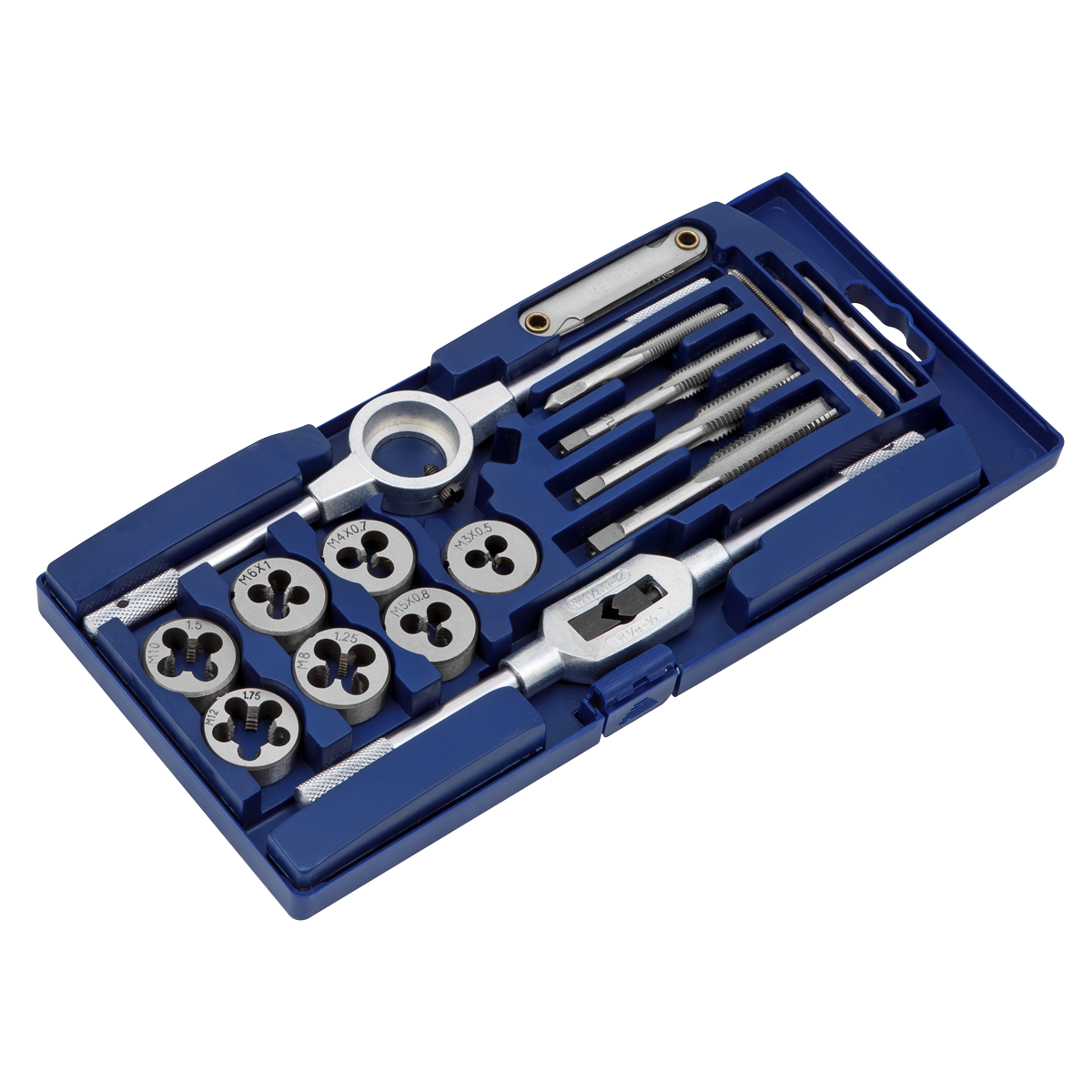 Sealey Tap & Die Set 17 Pcs Carbon Steel Adjustable Tap Metric In Case AK321