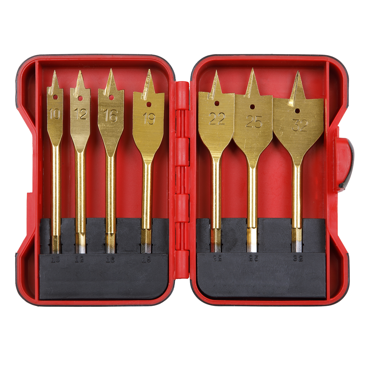 Sealey Flat Wood Drill Bit Set 7 Pieces 1/4" Hex Shank Titanium Coated AK3707FW