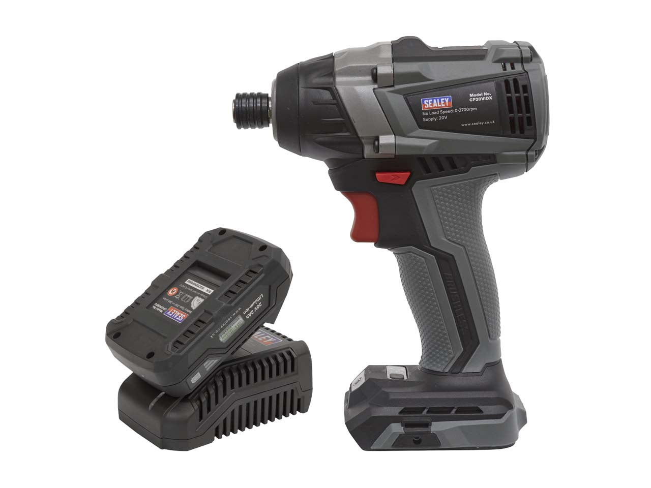 Sealey 20V 2Ah SV20 Series 1/4" Hex Brushless Impact Driver Kit CP20VIDXKIT1