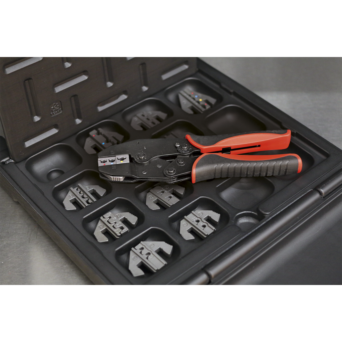 Sealey Ratchet Crimping Hand Tool With Jaws & Soft Grip Handles AK3858COMBO