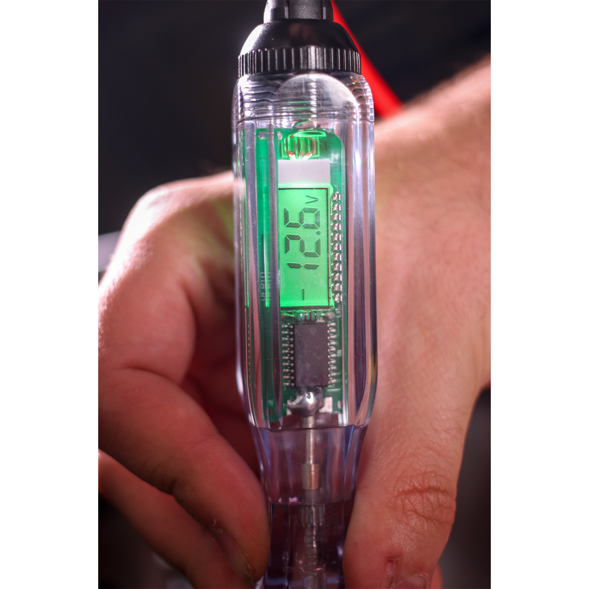 Sealey Integrated Test Light/Voltmeter 3-48V With 3M Coiled Cable AK4012